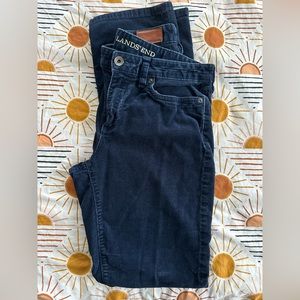 Lands End corduroy navy pants, straight mid rise sz 4